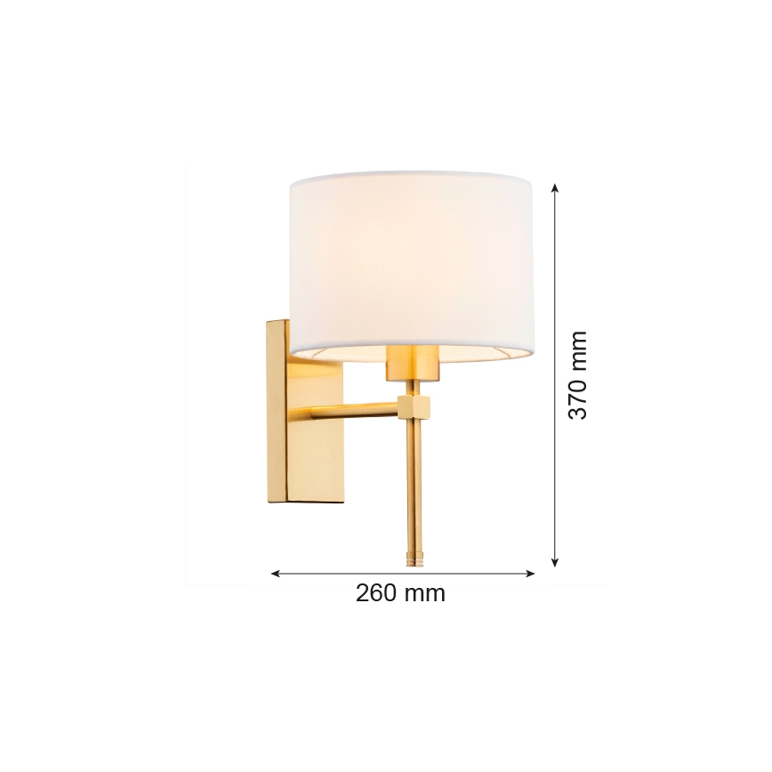 Argon 8048 - Wandlamp ABBANO 1xE27/15W/230V messing/wit