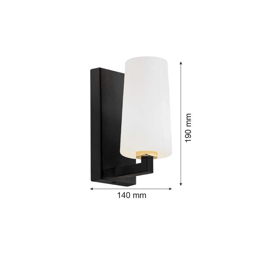Argon 8056 - Wandlamp CAMELOT PLUS 1xE27/15W/230V zwart/wit/gouden