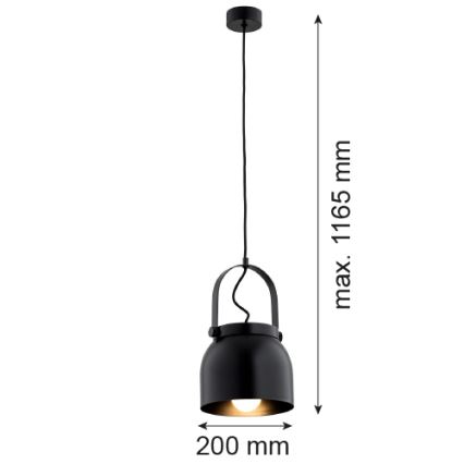 Argon 8281 - Hanglamp aan een koord LOGAN 1xE27/15W/230V diameter 20 cm zwart