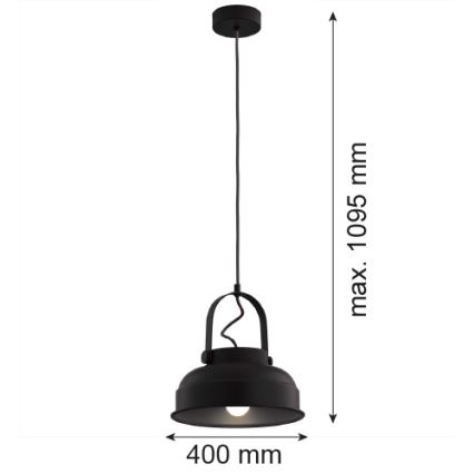 Argon 8285 - Hanglamp aan een koord DAKOTA 1xE27/15W/230V zwart