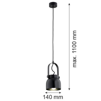 Argon 8291 - Hanglamp aan een koord LOGAN 1xE27/15W/230V diameter 14 cm zwart