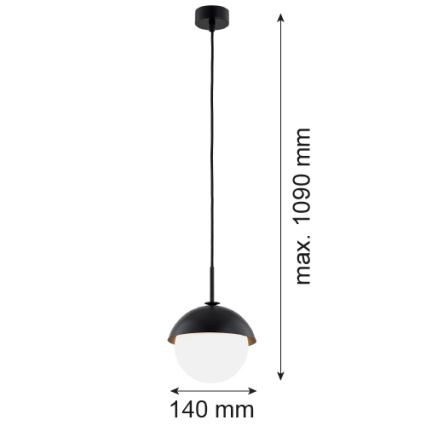 Argon 8295 - Hanglamp aan een koord CAPPELLO 1xE27/15W/230V zwart