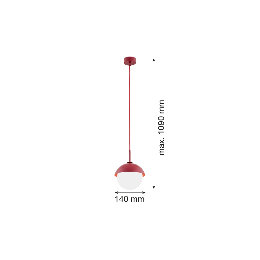 Argon 8296 - Hanglamp aan een koord CAPPELLO 1xE27/15W/230V rood