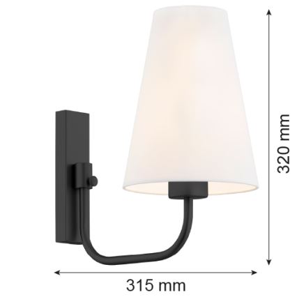 Argon 8376 - Wandlamp SAFIANO 1xE27/15W/230V zwart