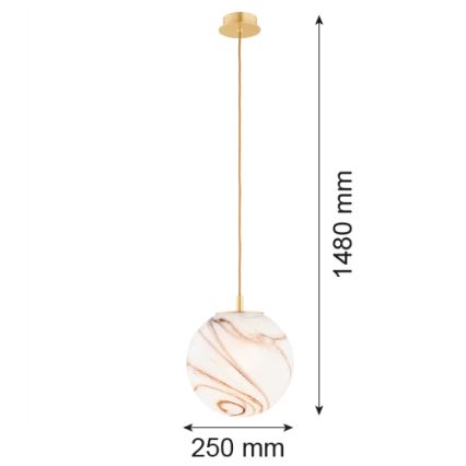 Argon 8447 - Hanglamp aan een koord ALMIROS 1xE27/15W/230V diameter 25 cm albast goud