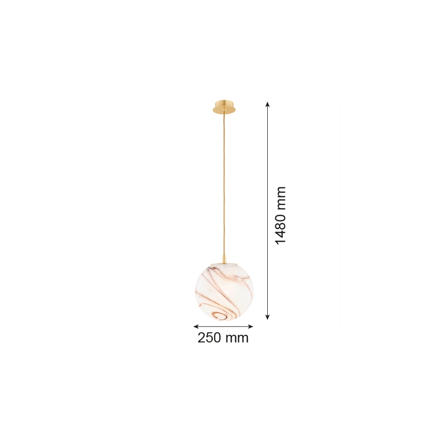 Argon 8447 - Hanglamp aan een koord ALMIROS 1xE27/15W/230V diameter 25 cm albast goud