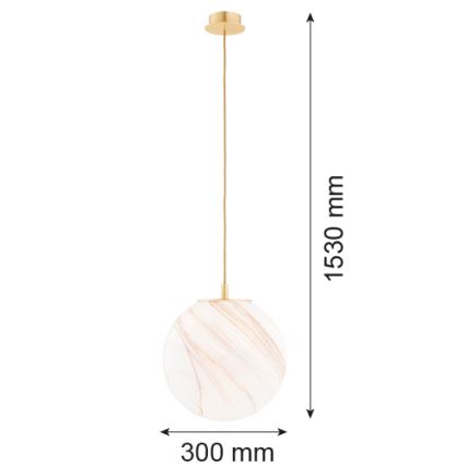 Argon 8448 - Hanglamp aan een koord ALMIROS 1xE27/15W/230V diameter 30 cm albast goud