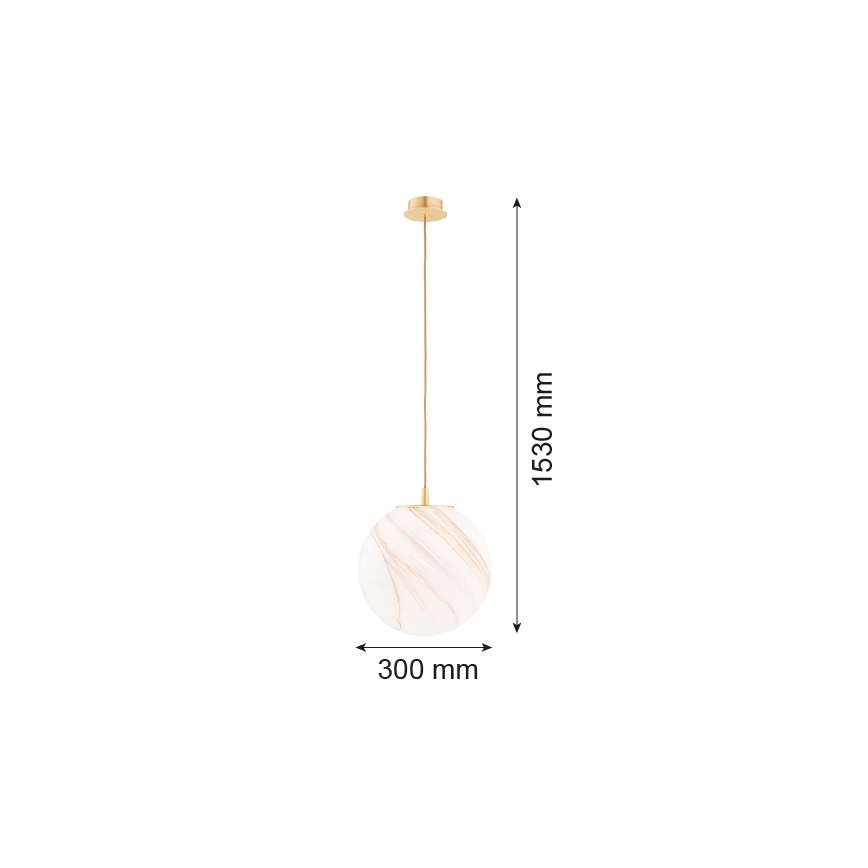 Argon 8448 - Hanglamp aan een koord ALMIROS 1xE27/15W/230V diameter 30 cm albast goud