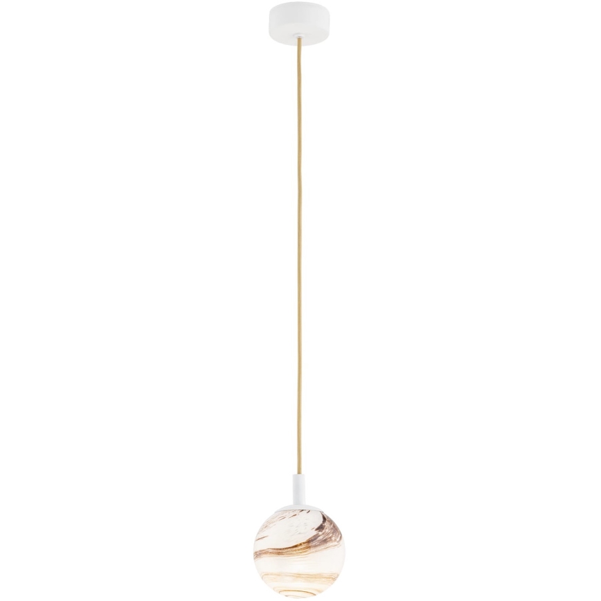 Argon 8451 - Hanglamp aan een koord ALMIROS 1xE14/7W/230V diameter 12 cm albast wit/goud