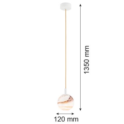 Argon 8451 - Hanglamp aan een koord ALMIROS 1xE14/7W/230V diameter 12 cm albast wit/goud