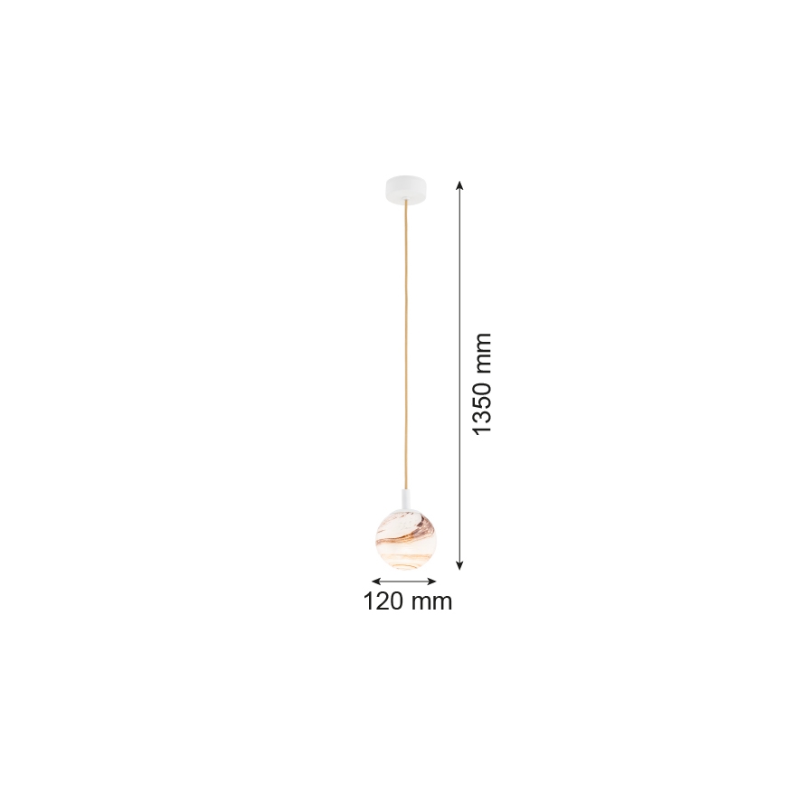 Argon 8451 - Hanglamp aan een koord ALMIROS 1xE14/7W/230V diameter 12 cm albast wit/goud