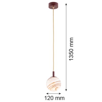 Argon 8452 - Hanglamp aan een koord ALMIROS 1xE14/7W/230V diameter 12 cm albast bruin/goud