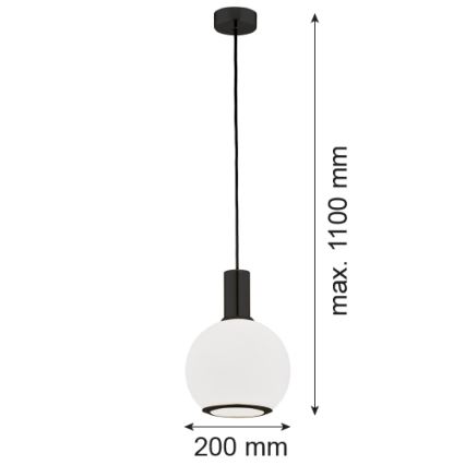 Argon 8564 - Hanglamp aan een koord SAGUNTO PLUS 1xE27/15W/230V diameter 20 cm zwart