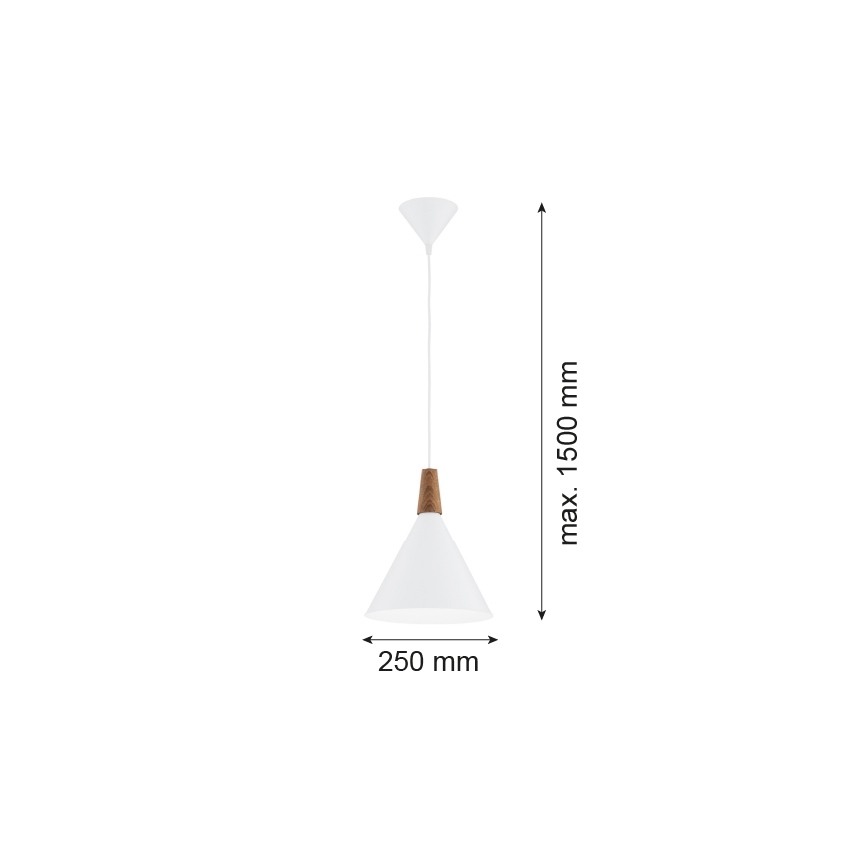 Argon 8630 - Hanglamp aan een koord KEGEL 1xE27/15W/230V wit
