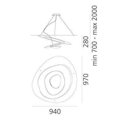 Artemide 1239010A - Hanglamp aan een koord PIRCE 1xR7s/11W/230V 97 cm wit