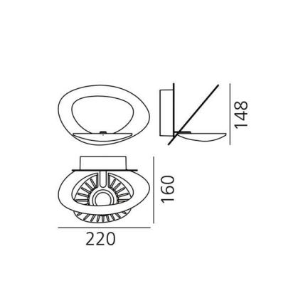 Artemide 1248020A - Dimbare LED wandverlichting PIRCE LED/27W/230V 3000K goud