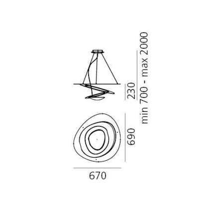 Artemide 1256120A - Dimbare LED hanglamp aan een koord PIRCE LED/44W/230V 3000K goud