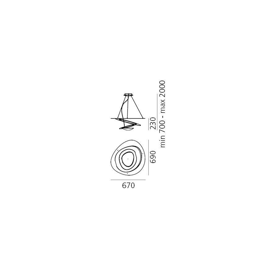 Artemide 1256120A - Dimbare LED hanglamp aan een koord PIRCE LED/44W/230V 3000K goud