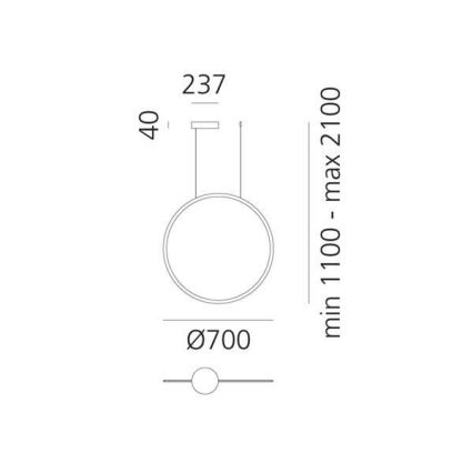 Artemide 1992060APP - Dimbare LED hanglamp aan een koord DISCOVERY LED/40W/230V 3000K brons