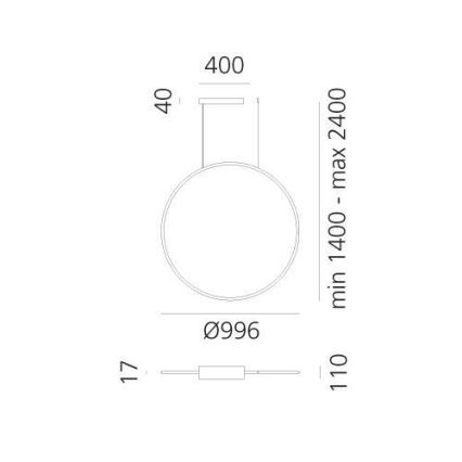 Artemide 1993310APP - LED RGBW Dimbare hanglamp aan een koord DISCOVERY LED/59W/230V 2700-6500K antraciet