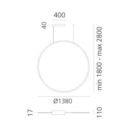 Artemide 1994330APP - LED RGBW Dimbare hanglamp aan een koord DISCOVERY LED/79W/230V 2700-6500K zwart