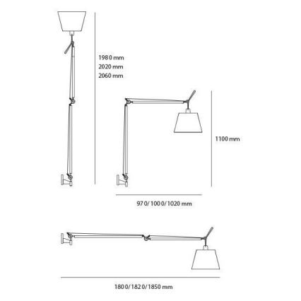 Artemide AR 0564010A+AR 0780030A+AR 0779010A KOMPLET - Vloerlamp TOLOMEO MEGA 1xE27/150W/230V