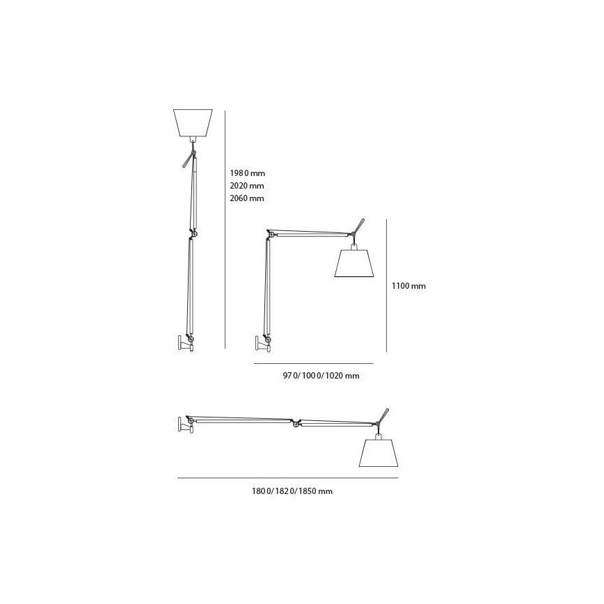 Artemide AR 0564010A+AR 0780030A+AR 0779010A KOMPLET - Vloerlamp TOLOMEO MEGA 1xE27/150W/230V