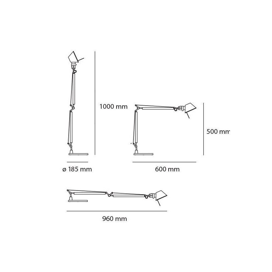 Artemide AR A015100+AR A003900 COMPLEET - Dimbare LED-tafellamp TOLOMEO MIDI LED/9W/230V
