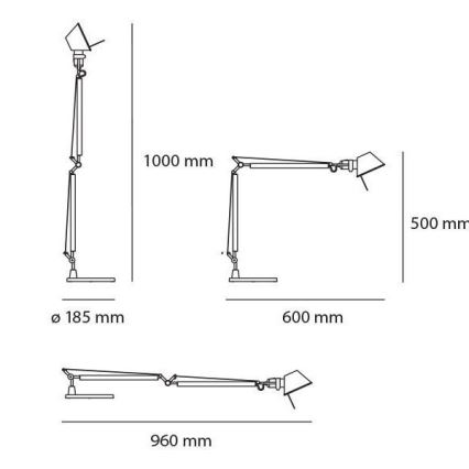 Artemide AR A015100+AR A003900 KOMPLET - LED Tafellamp dimbaar TOLOMEO MIDI 1xLED/9W/230V