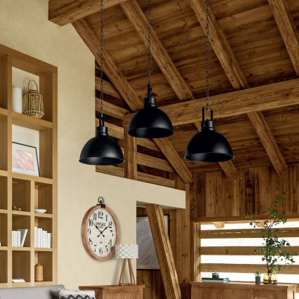 Atmosphera - Hanglamp aan een ketting BASALT 1xE27/25W/230V zwart