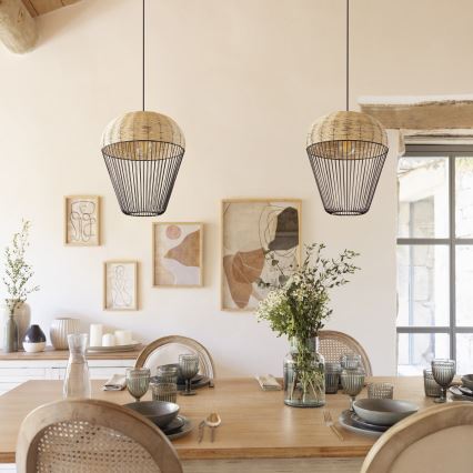 Atmosphera - Hanglamp aan een koord ANEA 1xE27/40W/230V rotan