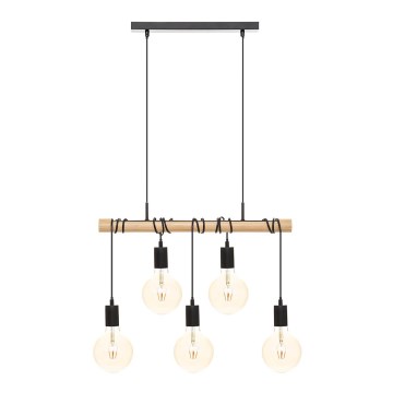 Atmosphera - Hanglamp aan een koord JAKE 5xE27/40W/230V grenen