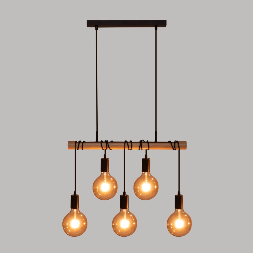 Atmosphera - Hanglamp aan een koord JAKE 5xE27/40W/230V grenen