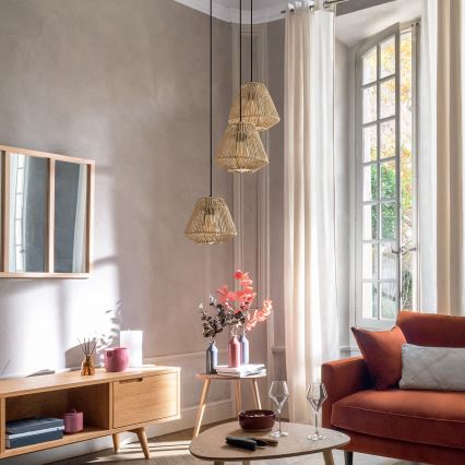 Atmosphera - Hanglamp aan een koord JILY 3xE27/40W/230V jute