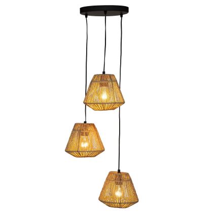 Atmosphera - Hanglamp aan een koord JILY 3xE27/40W/230V jute