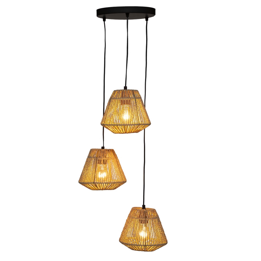 Atmosphera - Hanglamp aan een koord JILY 3xE27/40W/230V jute