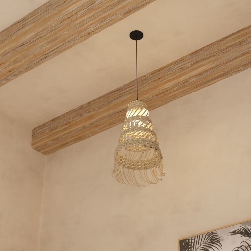 Atmosphera - Hanglamp aan een koord LAHYS 1xE27/40W/230V riet