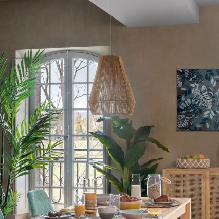 Atmosphera - Hanglamp aan een koord PALM 1xE27/40W/230V jute