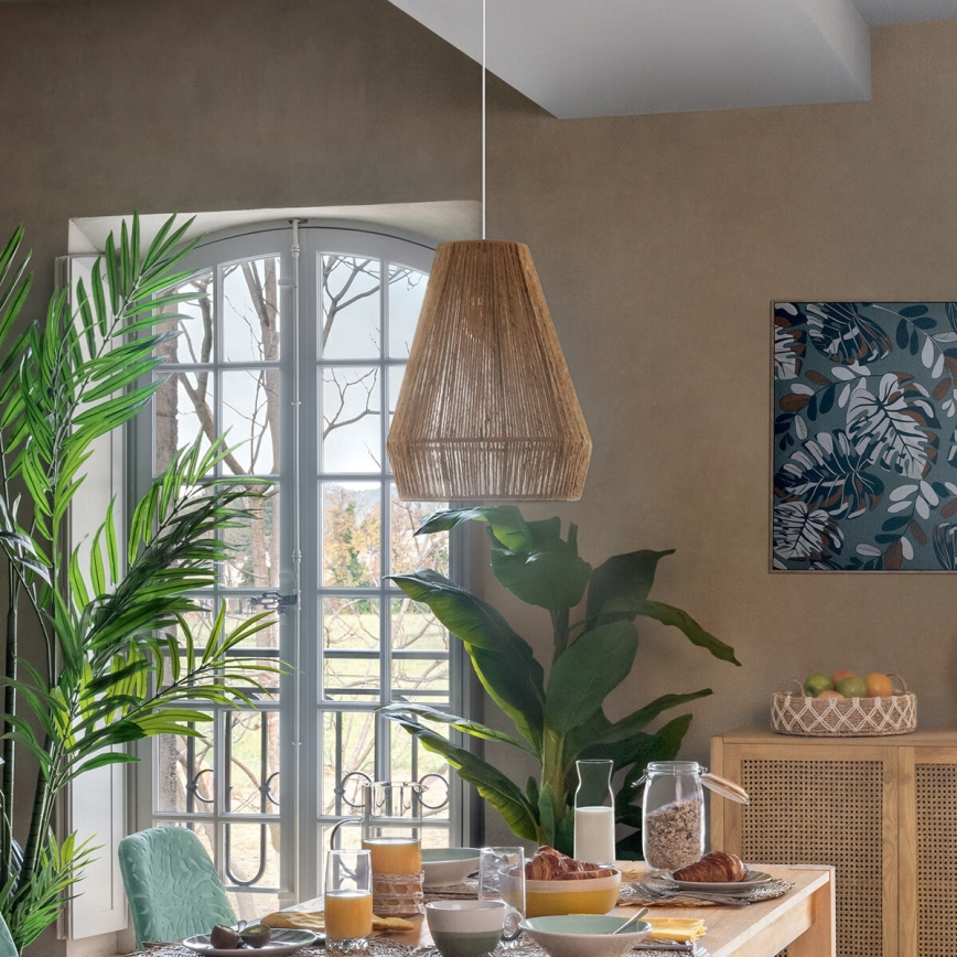 Atmosphera - Hanglamp aan een koord PALM 1xE27/40W/230V jute