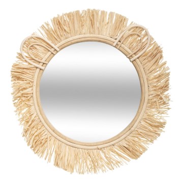 Atmosphera - Kinderwandspiegel LION Ø 38 cm rotan/raffia