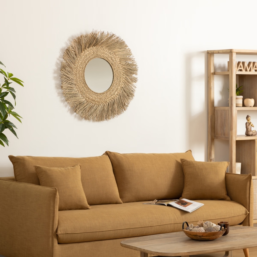 Atmosphera - muur spiegel AEL diameter 80 cm riet
