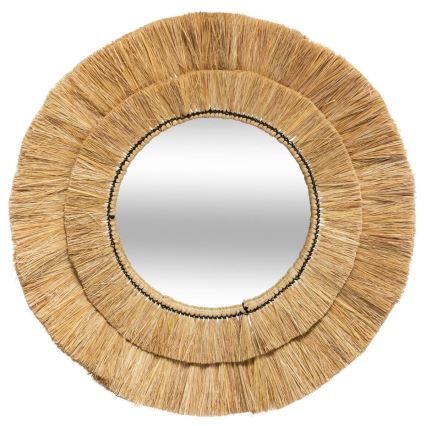 Atmosphera - muur spiegel ALBA diameter 57 cm raffia bast