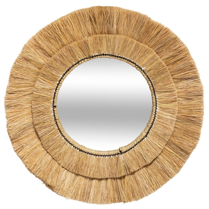 Atmosphera - muur spiegel ALBA diameter 57 cm raffia bast