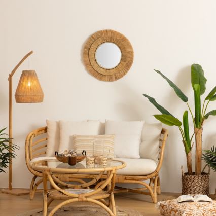 Atmosphera - muur spiegel ALBA diameter 57 cm raffia bast