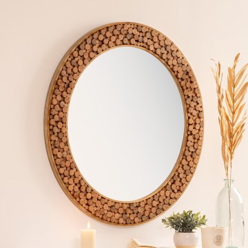Atmosphera - muur spiegel ANOKI diameter 99 cm eucalyptus