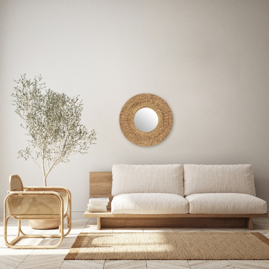 Atmosphera - muur spiegel LORENA diameter 75 cm waterhyacint