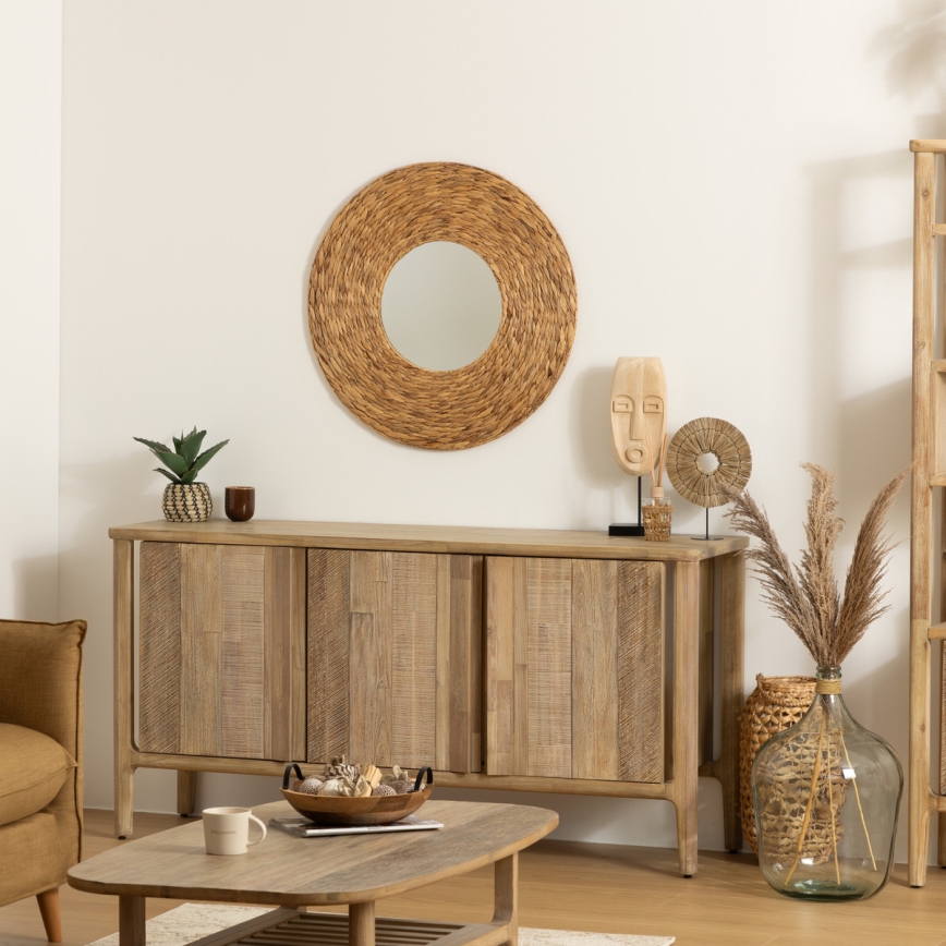 Atmosphera - muur spiegel LORENA diameter 75 cm waterhyacint