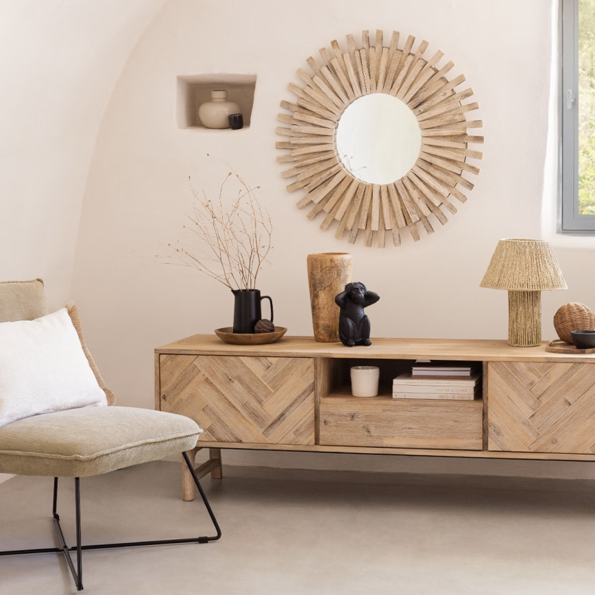 Atmosphera - muur spiegel MANON diameter 88 cm spar