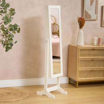 Atmosphera - Staande spiegel met sieradenopbergvak KRISTIN 146,8x37 cm wit
