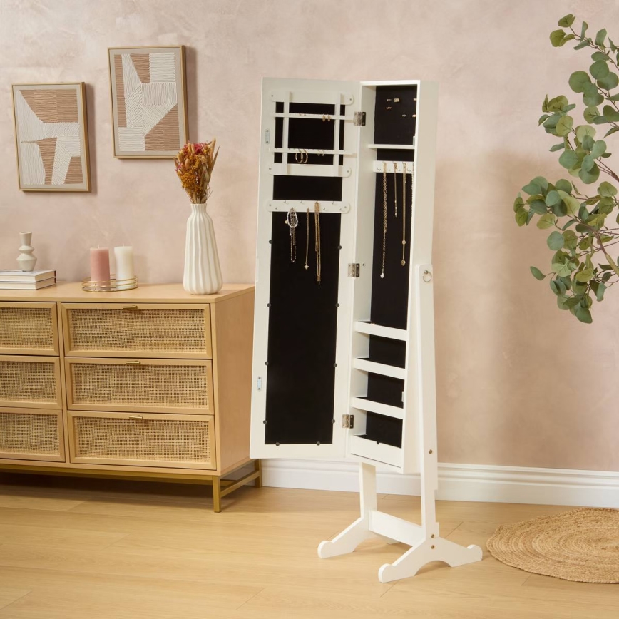 Atmosphera - Staande spiegel met sieradenopbergvak KRISTIN 146,8x37 cm wit